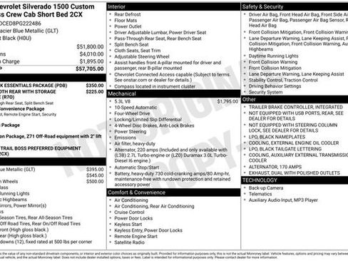 Used 2023 Chevrolet Silverado 1500 Custom Trail Boss w/ LPO, Dark Essentials Package image 2