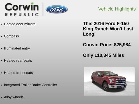 Used 2016 Ford F150 King Ranch w/ Equipment Group 601A Luxury image 12