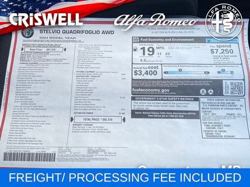 New 2024 Alfa Romeo Stelvio Quadrifoglio w/ Active Assist Plus Package image 50