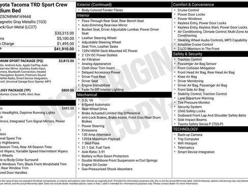 Used 2022 Toyota Tacoma TRD Sport w/ TRD Premium Sport Package image 12