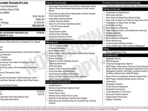 Used 2022 Hyundai Sonata N Line w/ Preferred Accessory Package FWD image 2