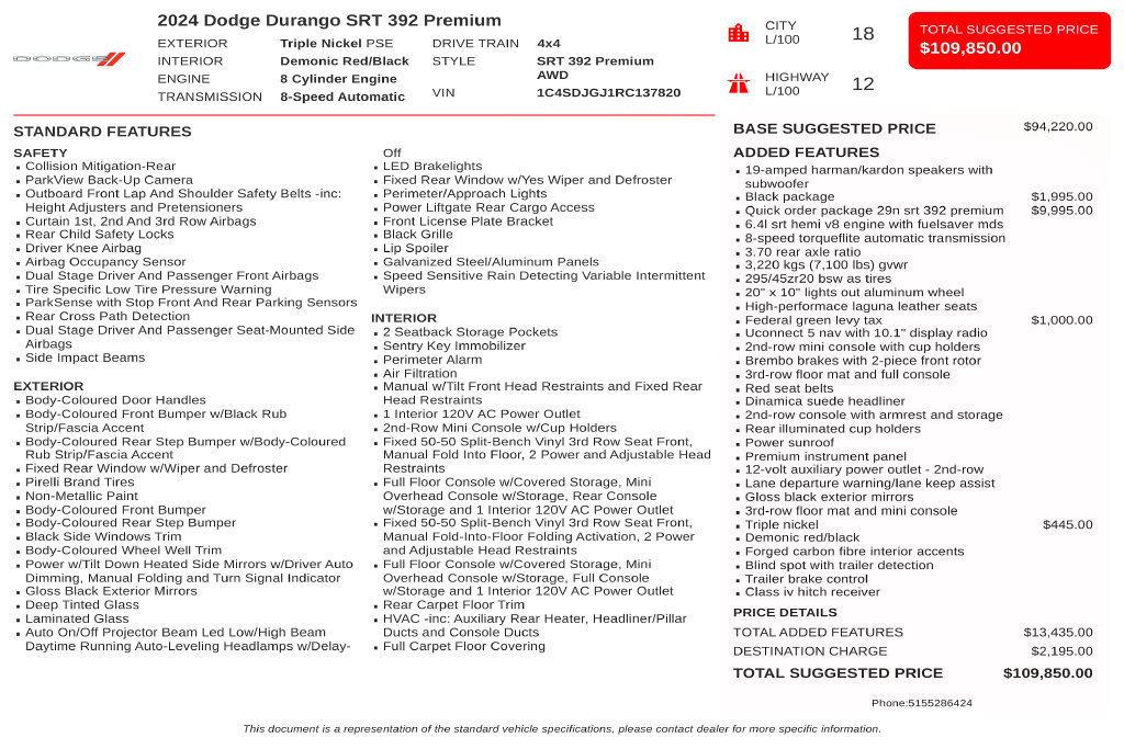 Used 2024 Dodge Durango SRT AWD/4WD image 3