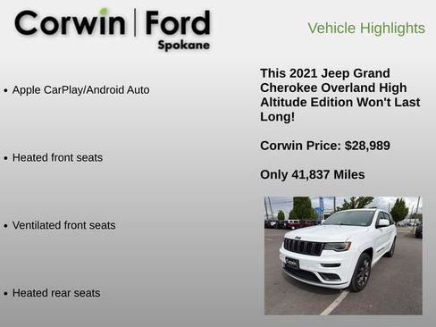 Used 2021 Jeep Grand Cherokee High Altitude AWD/4WD image 12