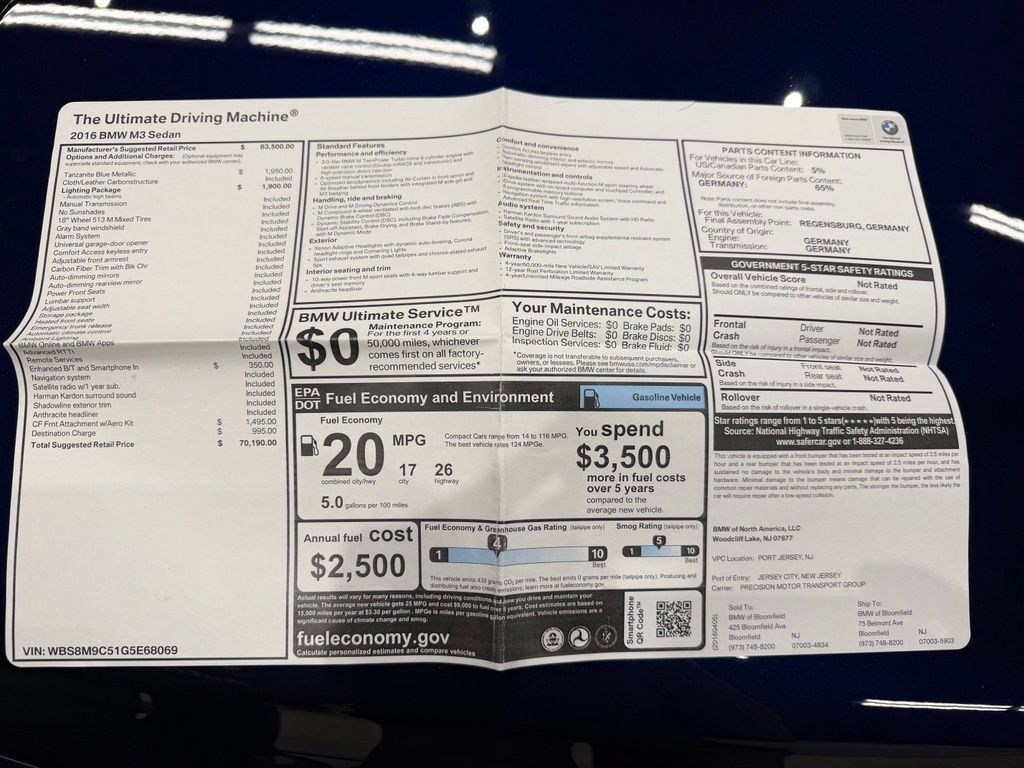 Used 2016 BMW M3 RWD image 60