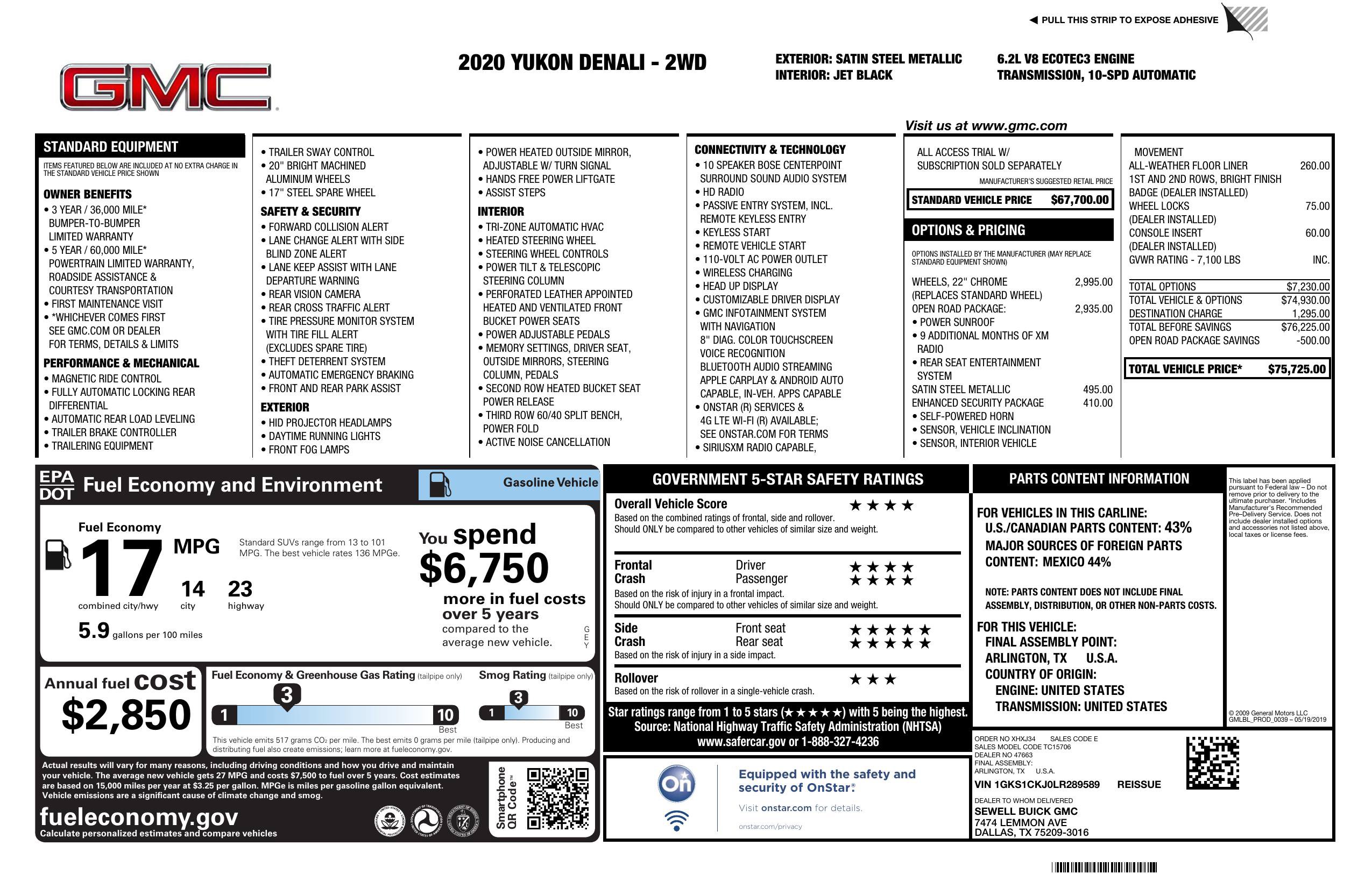 Used 2020 GMC Yukon Denali w/ Open Road Package RWD image 3