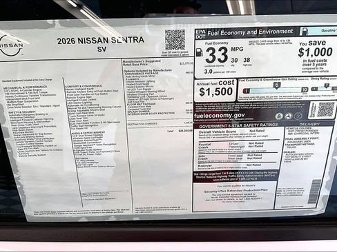 New 2026 Nissan Sentra SV w/ SV Convenience Package FWD image 39