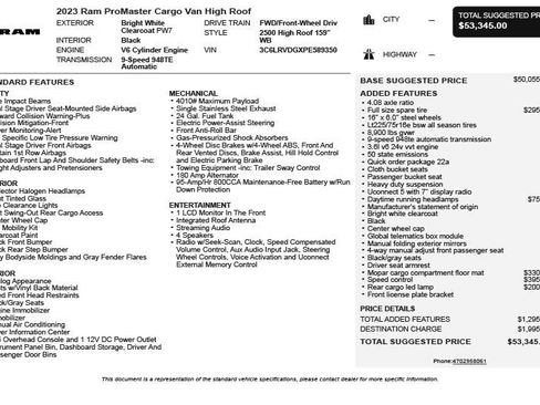 Used 2023 RAM ProMaster 2500 FWD image 3