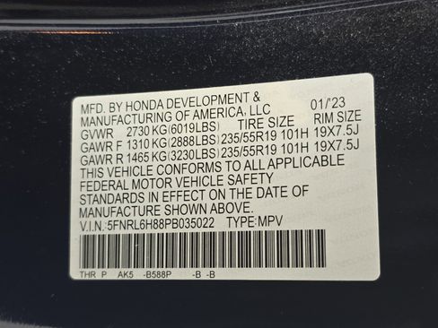 Certified 2023 Honda Odyssey Touring image 37