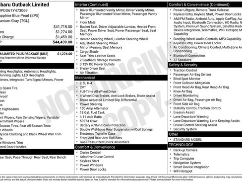 New 2026 Subaru Outback Limited w/ Premium/Limited Plus Package AWD/4WD image 14