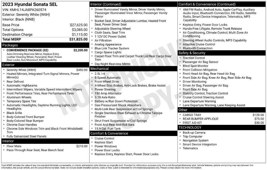 Used 2023 Hyundai Sonata SEL w/ Convenience Package FWD image 6