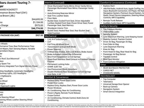 Used 2019 Subaru Ascent Touring w/ Popular Package #2A image 26