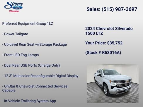 Used 2024 Chevrolet Silverado 1500 LTZ w/ LTZ Premium Package AWD/4WD image 34