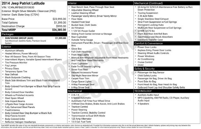 Used 2014 Jeep Patriot Latitude w/ Sun/Sound Group AWD/4WD image 6