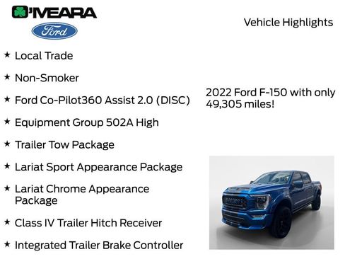 Used 2022 Ford F150 Lariat w/ Equipment Group 502A High AWD/4WD image 8