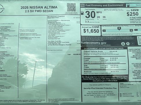 New 2026 Nissan Altima 2.5 SV w/ SV Special Edition Package FWD image 36