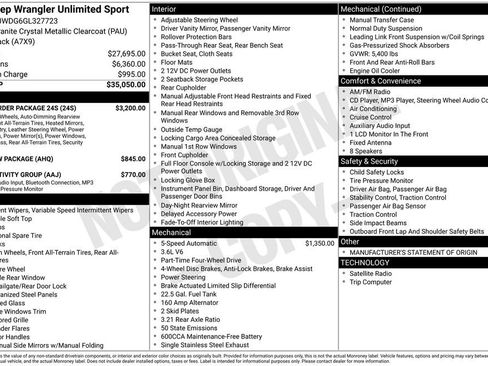 Used 2016 Jeep Wrangler Unlimited Sport w/ Quick Order Package 24S AWD/4WD image 36