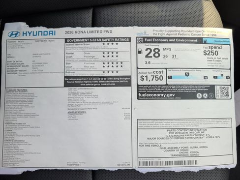 New 2026 Hyundai Kona Limited FWD image 33