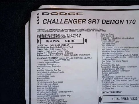Used 2023 Dodge Challenger SRT Hellcat Redeye RWD image 89