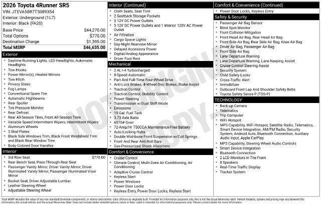 Certified 2026 Toyota 4Runner SR5 AWD/4WD image 34