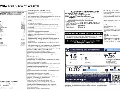 Certified 2014 Rolls-Royce Wraith RWD image 2