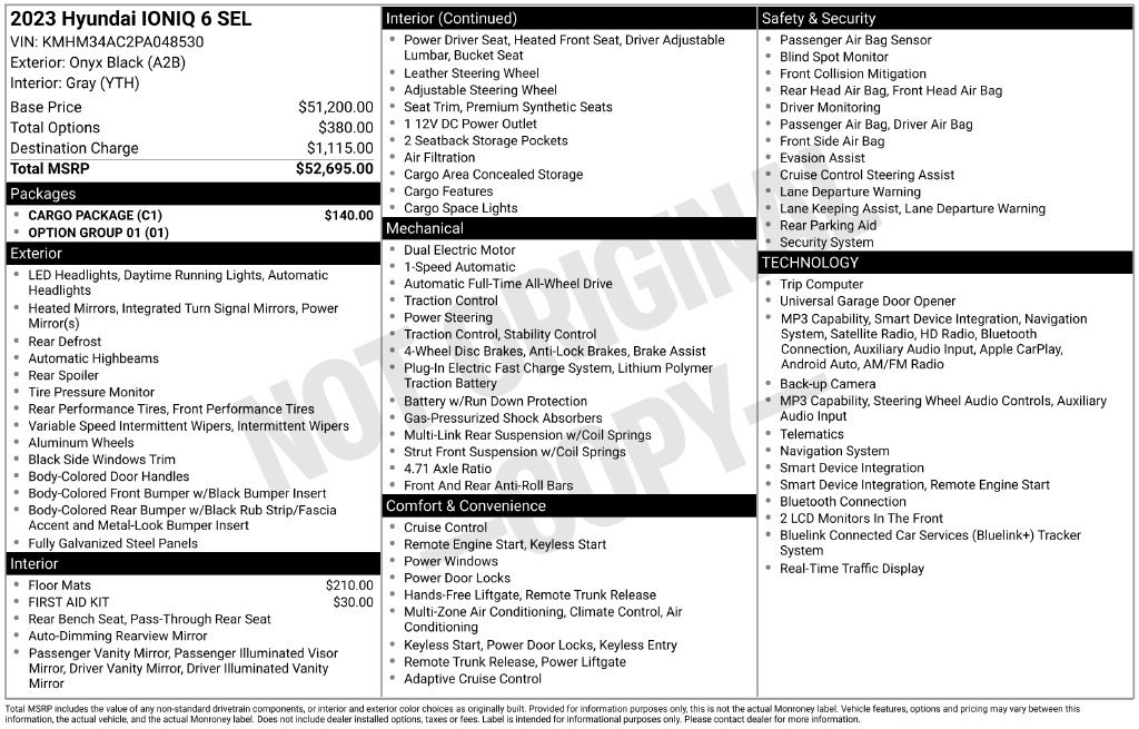 Used 2023 Hyundai Ioniq 6 SEL w/ Cargo Package AWD/4WD image 15