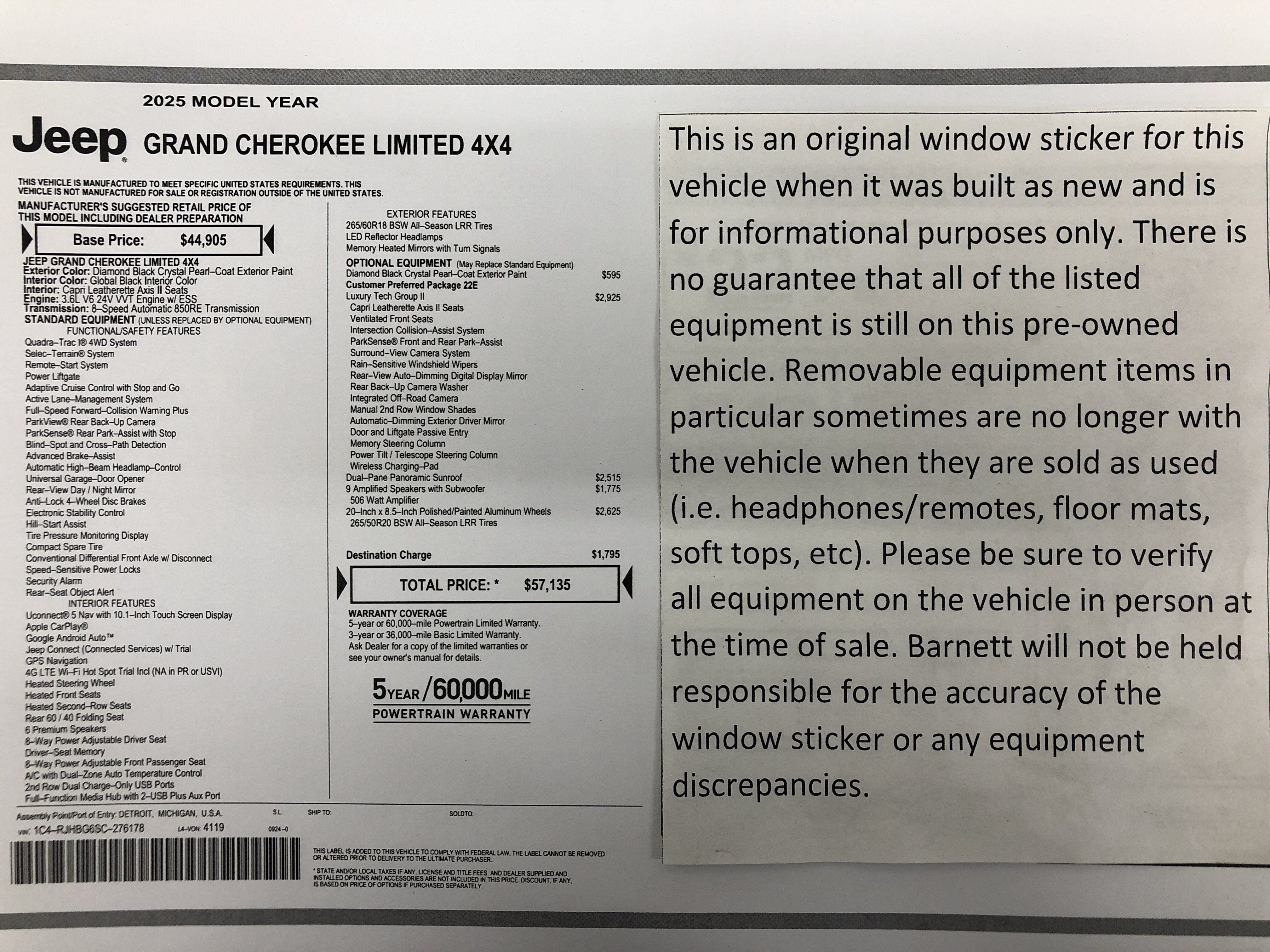 Certified 2025 Jeep Grand Cherokee Limited w/ Luxury Tech Group II AWD/4WD image 2