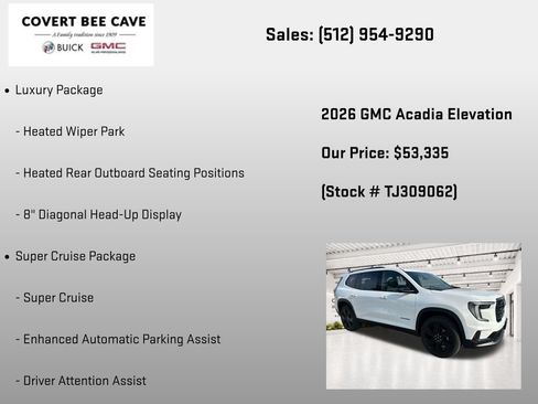 New 2026 GMC Acadia Elevation w/ Super Cruise Package FWD image 13