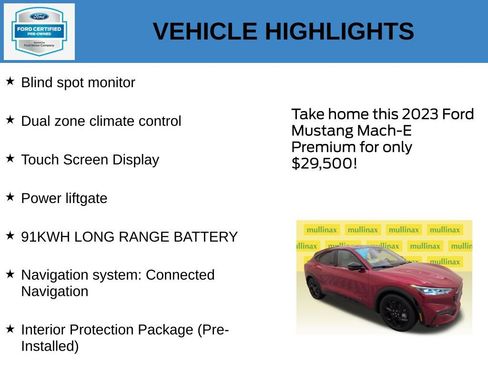 Certified 2023 Ford Mustang Mach-E Premium w/ Mustang Nite Pony Package RWD image 21