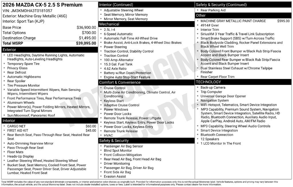 New 2026 MAZDA CX-5 2.5 S w/ Premium Package AWD/4WD image 25