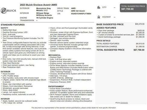 Certified 2023 Buick Enclave Avenir w/ Avenir Technology Package AWD/4WD image 40
