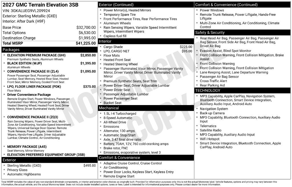 New 2027 GMC Terrain Elevation w/ Elevation Premium Package AWD/4WD image 2