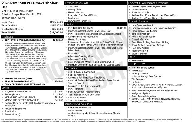 New 2026 RAM 1500 RHO w/ RHO Level 1 Equipment Group AWD/4WD image 23