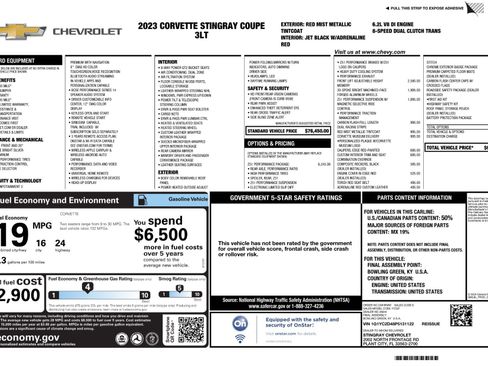 Used 2023 Chevrolet Corvette Stingray Premium Cpe w/ Z51 Performance Package RWD image 2