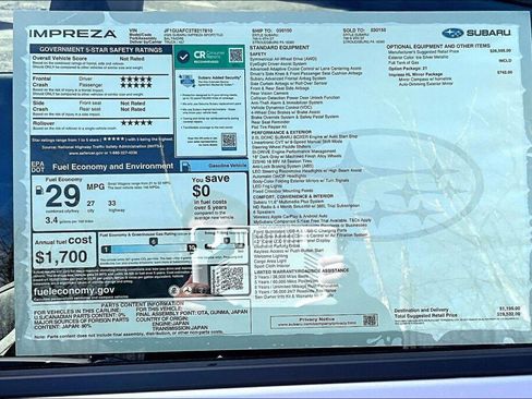 New 2026 Subaru Impreza 2.0i Sport image 12