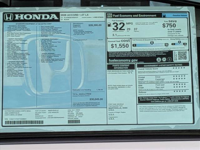 New 2026 Honda Accord LX image 17