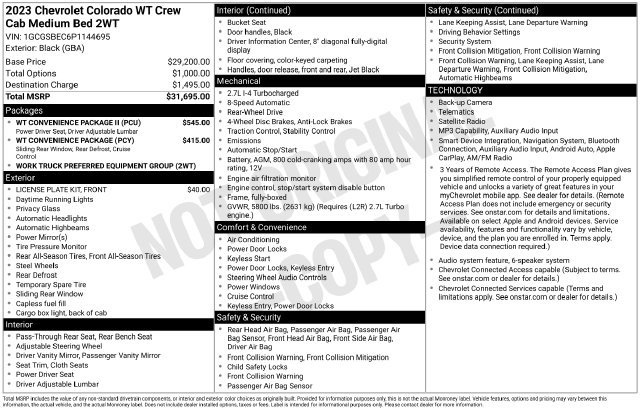 Used 2023 Chevrolet Colorado W/T w/ WT Convenience Package II RWD image 39