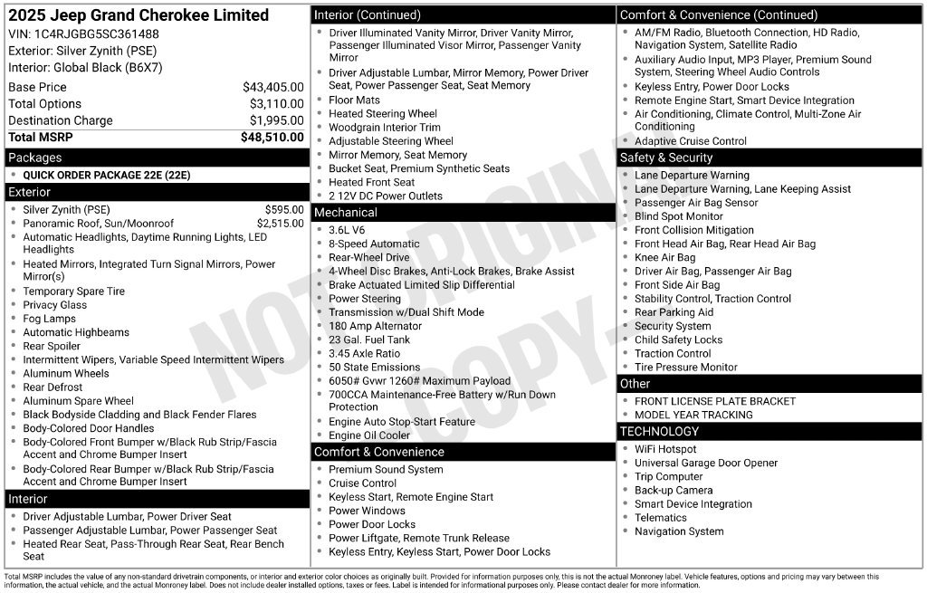 New 2025 Jeep Grand Cherokee Limited RWD image 21