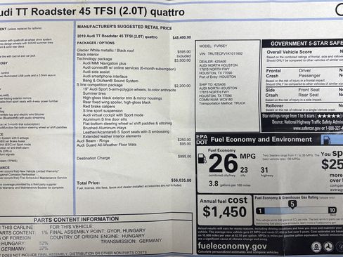 Used 2019 Audi TT 2.0T w/ Technology Package image 53