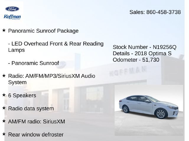 Used 2018 Kia Optima S w/ Panoramic Sunroof Package FWD image 5