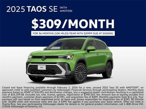 New 2025 Volkswagen Taos SE image 2