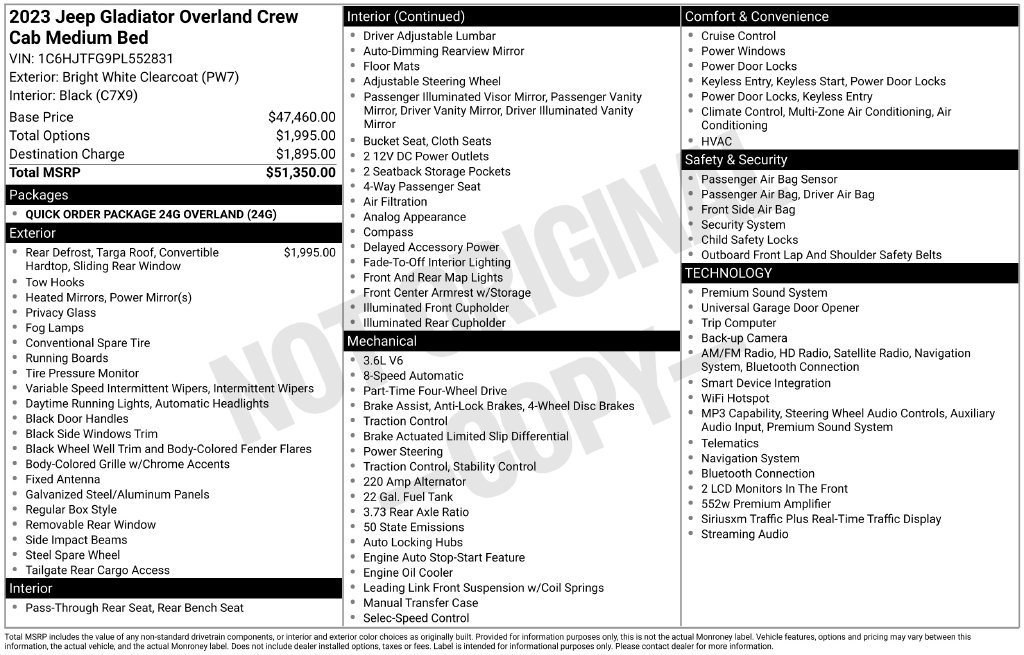Used 2023 Jeep Gladiator Overland AWD/4WD image 4