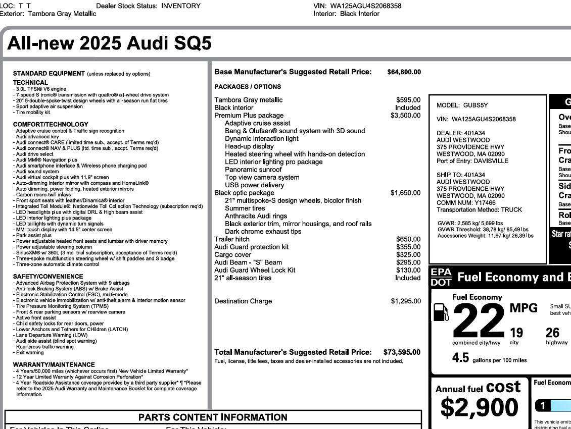 Used 2025 Audi SQ5 Premium Plus AWD/4WD image 3