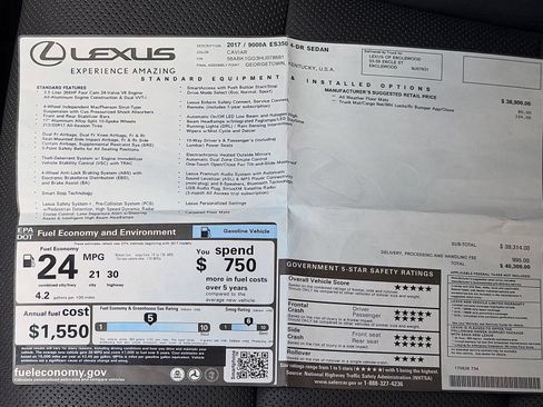 Used 2017 Lexus ES 350 w/ Accessory Package 2 FWD image 2