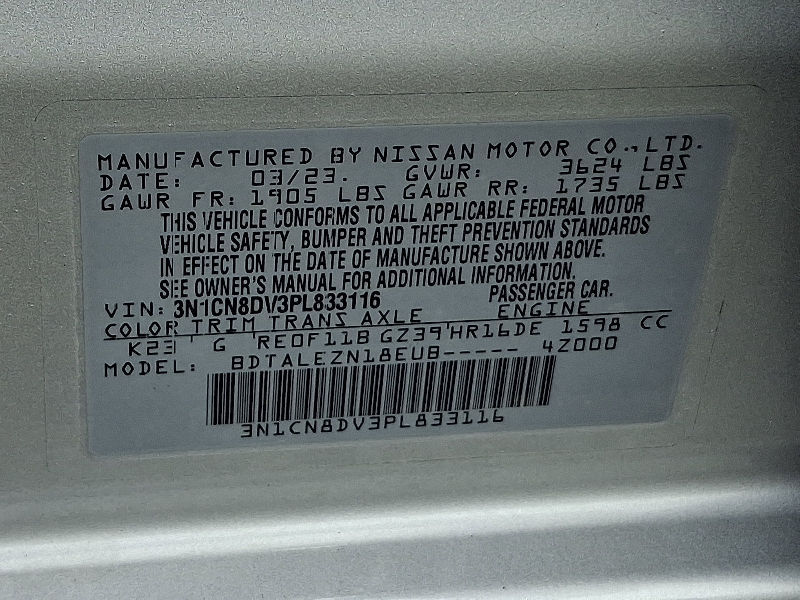 Used 2023 Nissan Versa S w/ Trunk Package FWD image 25