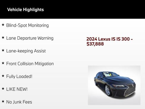 Used 2024 Lexus IS 300 w/ Comfort Package RWD image 5