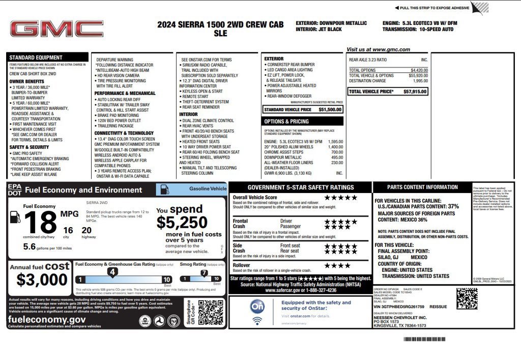 Used 2024 GMC Sierra 1500 SLE RWD image 2