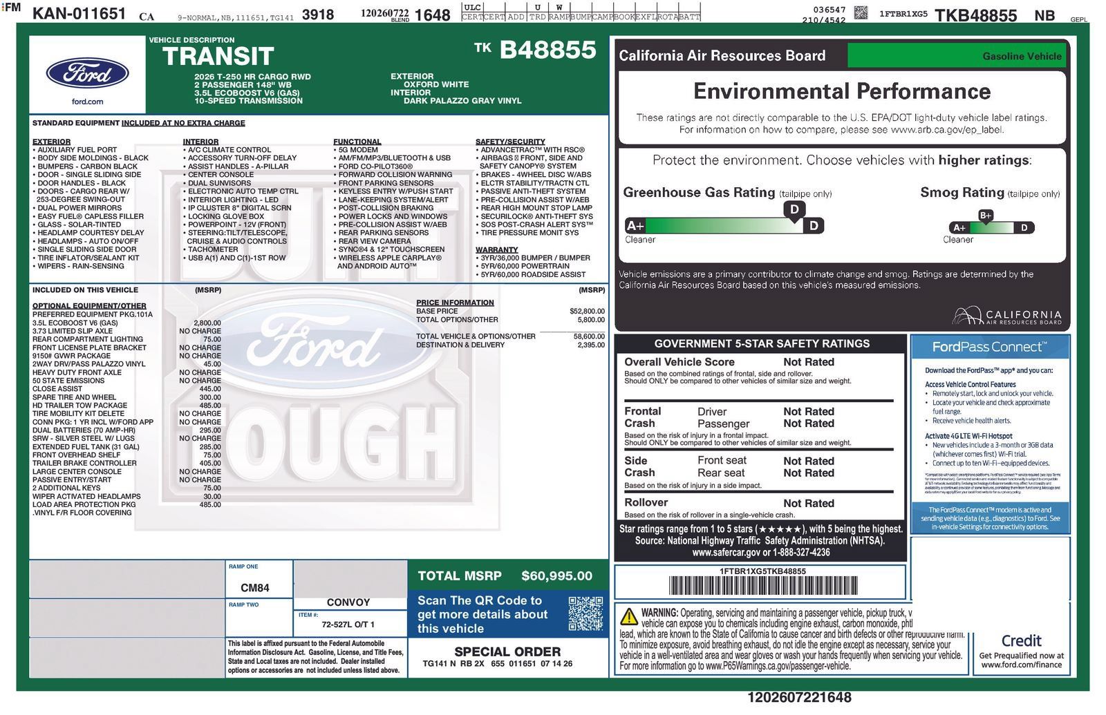 New 2026 Ford Transit 250 148 High Roof w/ Load Area Protection Package RWD image 10