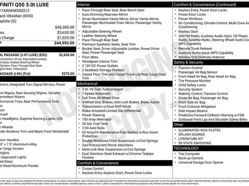 Used 2019 INFINITI Q50 Luxe w/ Essential Package (3.0T Luxe) image 48