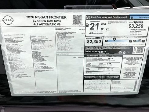 New 2026 Nissan Frontier SV w/ SV Convenience Package RWD image 42