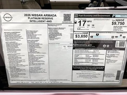 New 2026 Nissan Armada Platinum Reserve w/ Accent Package AWD/4WD image 45